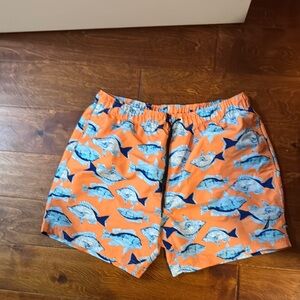 Nautica Orange Fish Print Swim Trunks